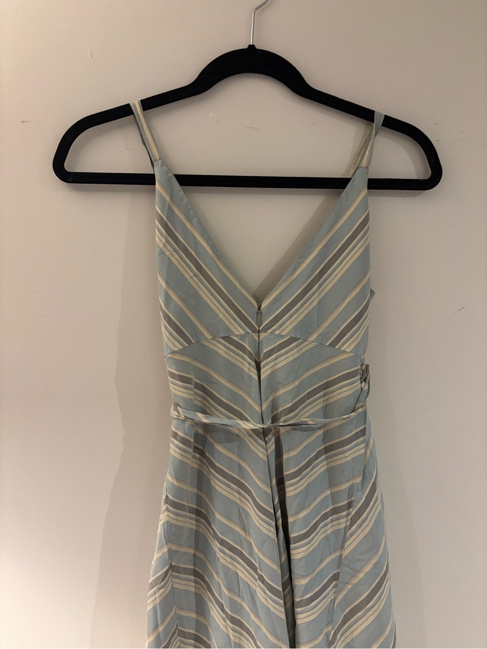 Banana Republic Striped Sleeveless Wrap Midi Dress in Light Blue and Cream